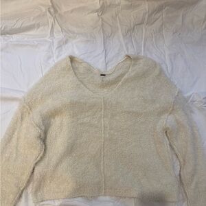 Free People Cream V-Neck Sweater